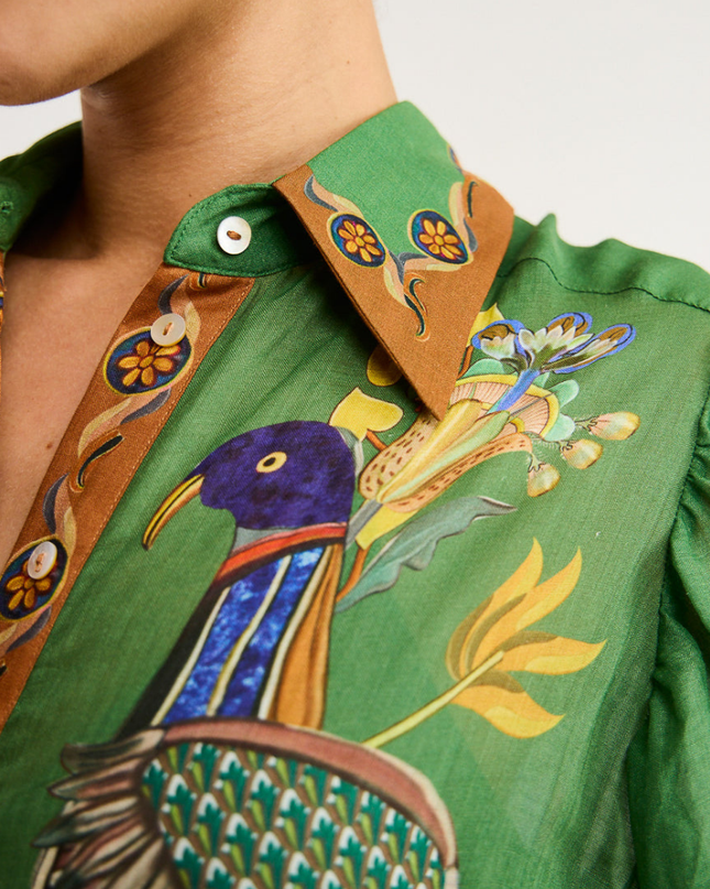 Marcella Balon Kol Hayvan Desenli Uzun Elbise