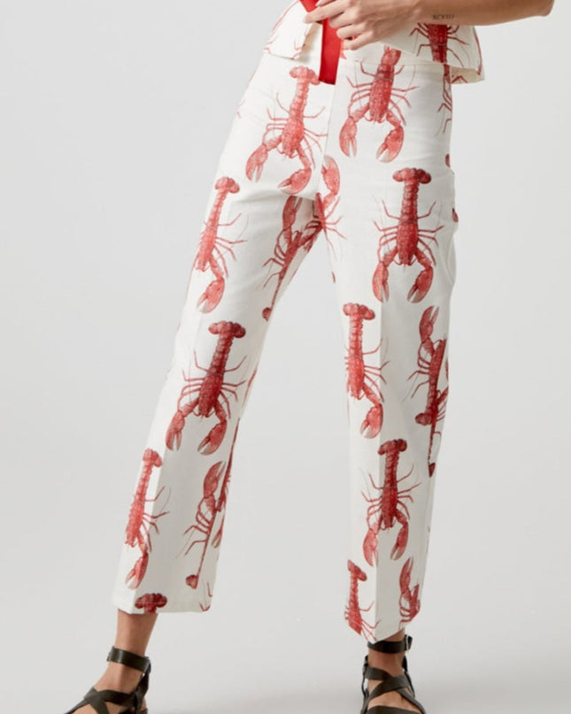 Istakoz Desenli Düz Pantolon Takım