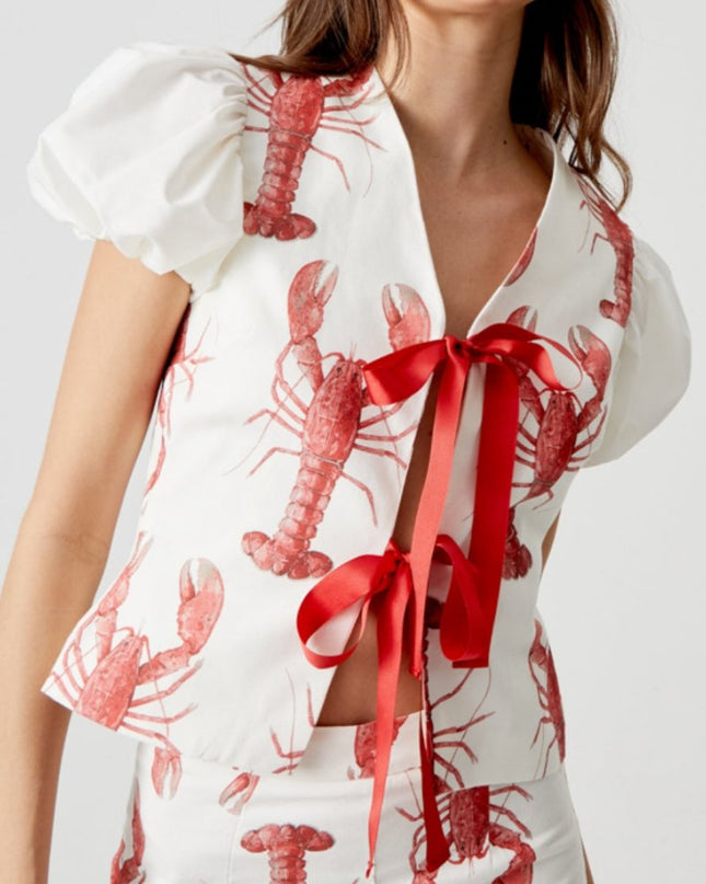 Istakoz Desenli Düz Pantolon Takım