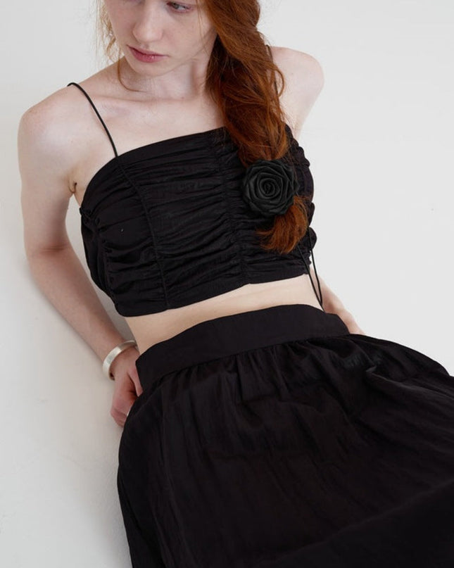 Pileli Kolsuz Bandeau Üst