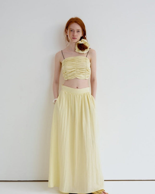 Pileli Kolsuz Bandeau Üst