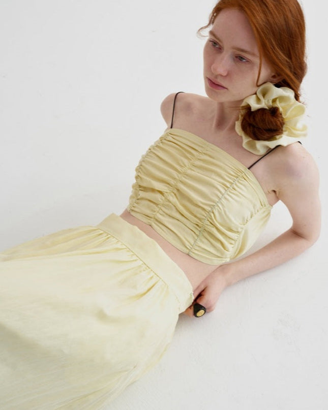 Pileli Kolsuz Bandeau Üst