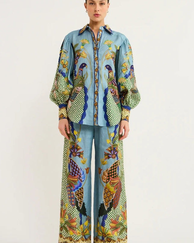 Félice Balon Kol Çiçekli Pantolon Takımı