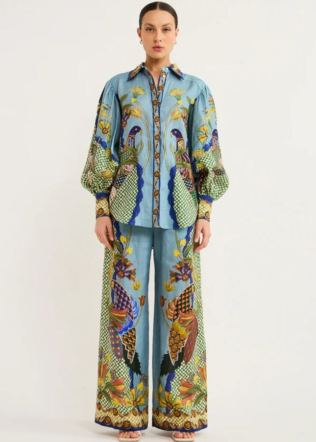 Félice Balon Kol Çiçekli Pantolon Takımı