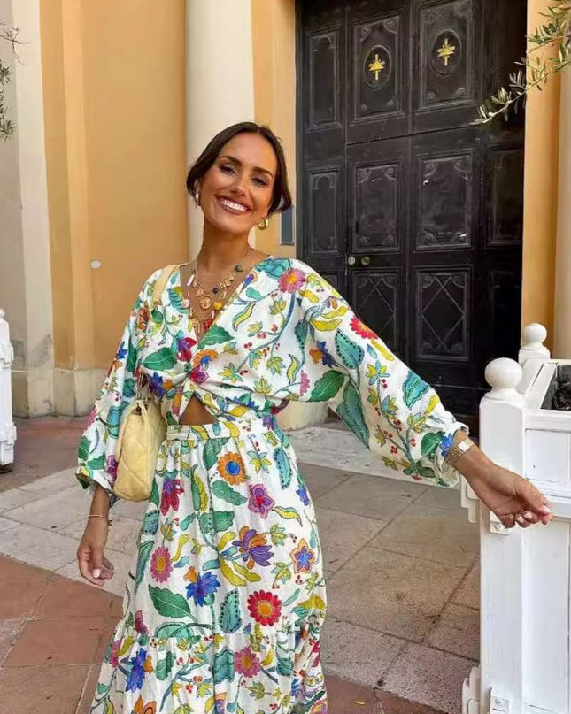 Fener Kol Baskılı Elbise