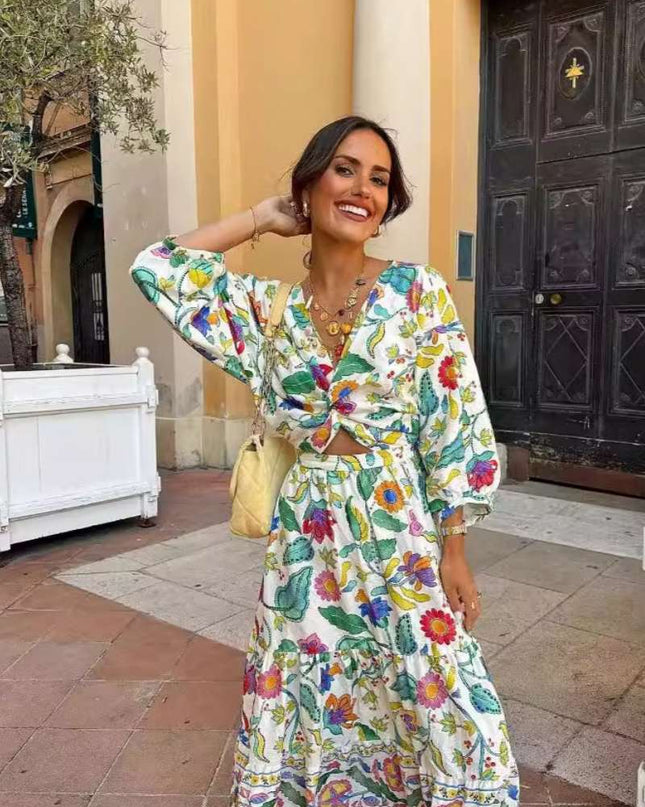 Fener Kol Baskılı Elbise