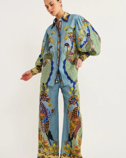 Félice Balon Kol Çiçekli Pantolon Takımı