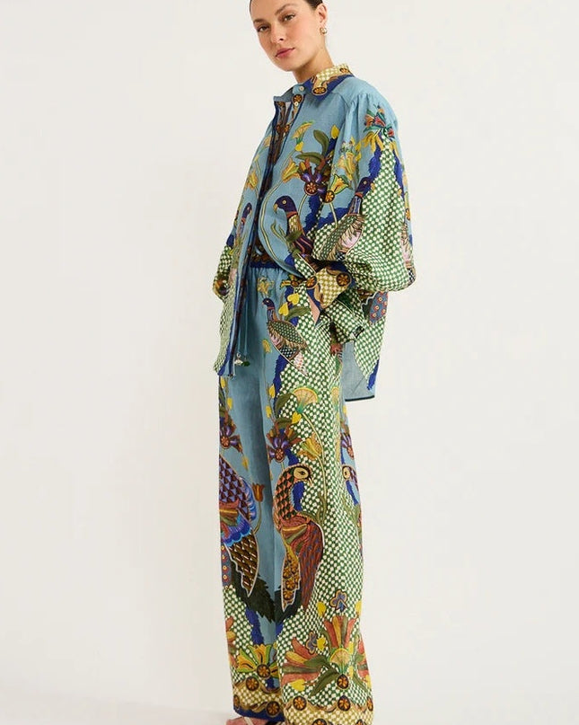 Félice Balon Kol Çiçekli Pantolon Takımı