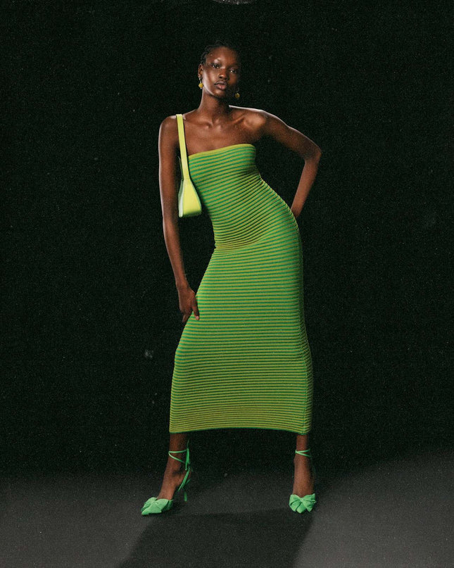 Adela Kolsuz Şerit Örgü Uzun Elbise