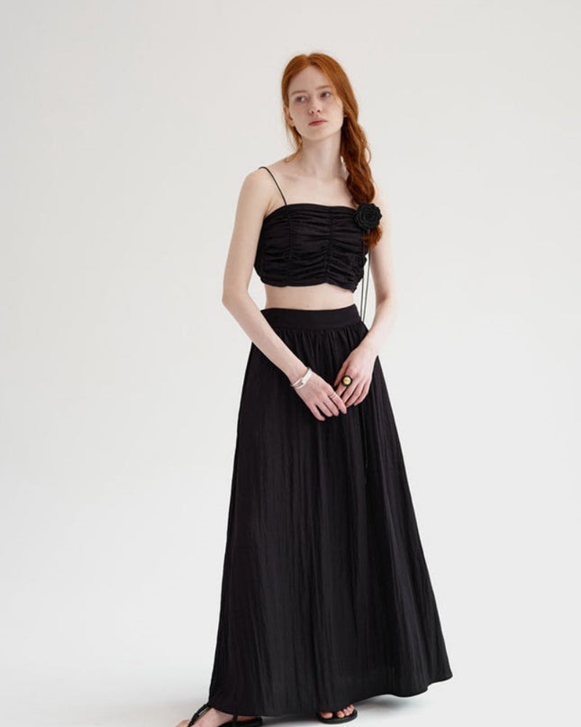 Pileli Kolsuz Bandeau Üst