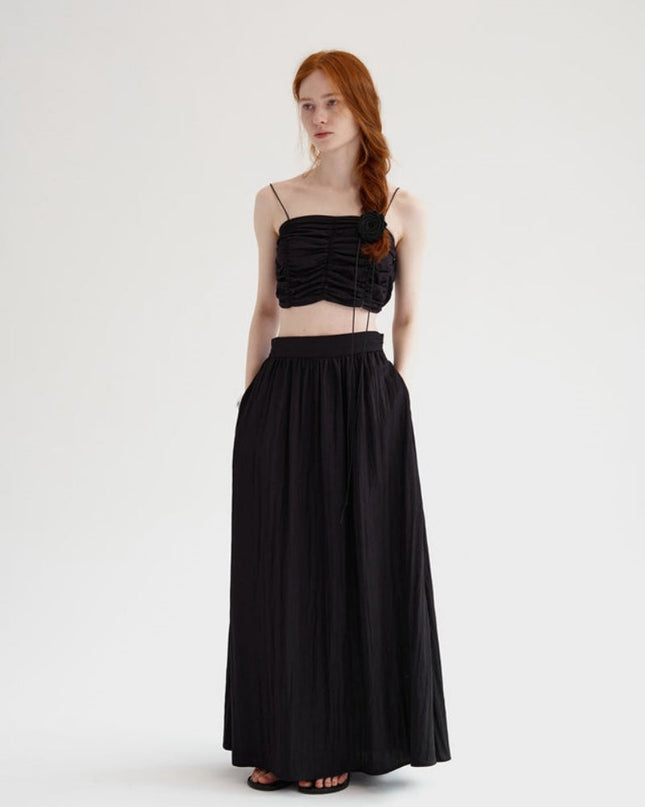 Pileli Kolsuz Bandeau Üst