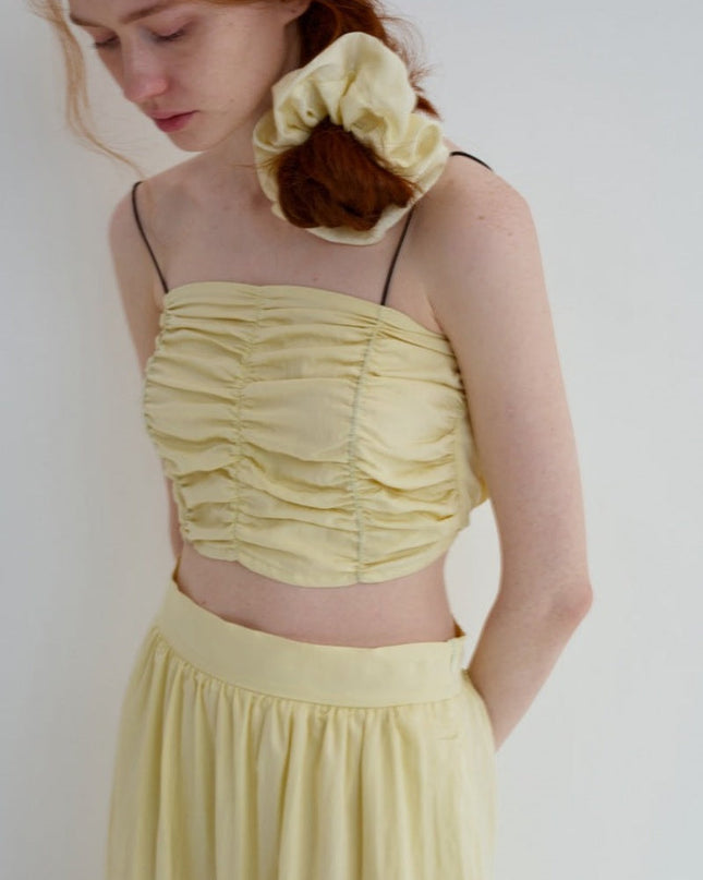 Pileli Kolsuz Bandeau Üst