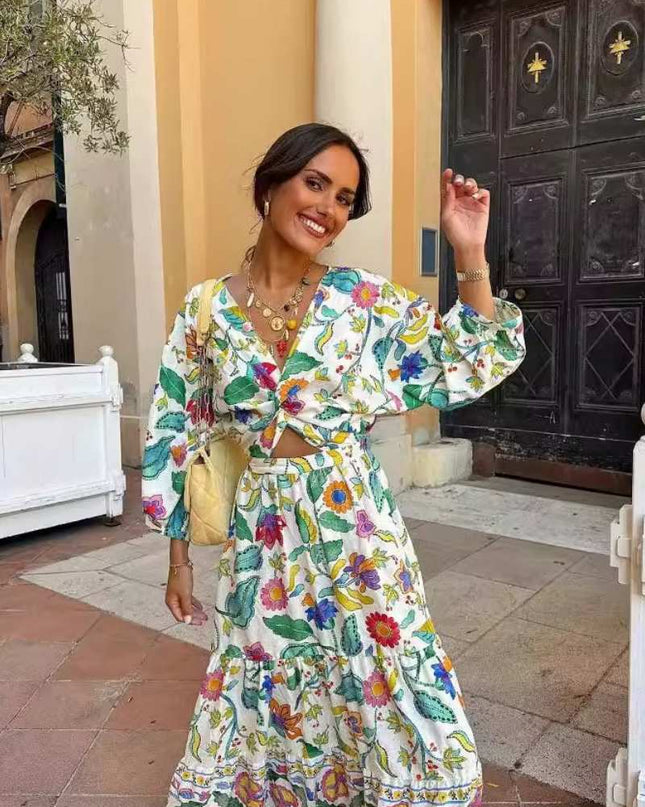 Fener Kol Baskılı Elbise