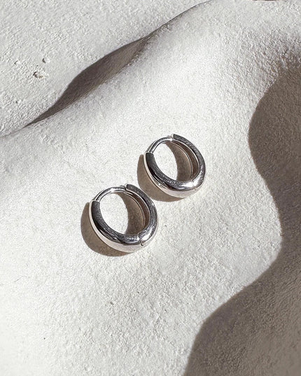 Ada Parıltılı Halka Küpeler - Ayar Gümüş