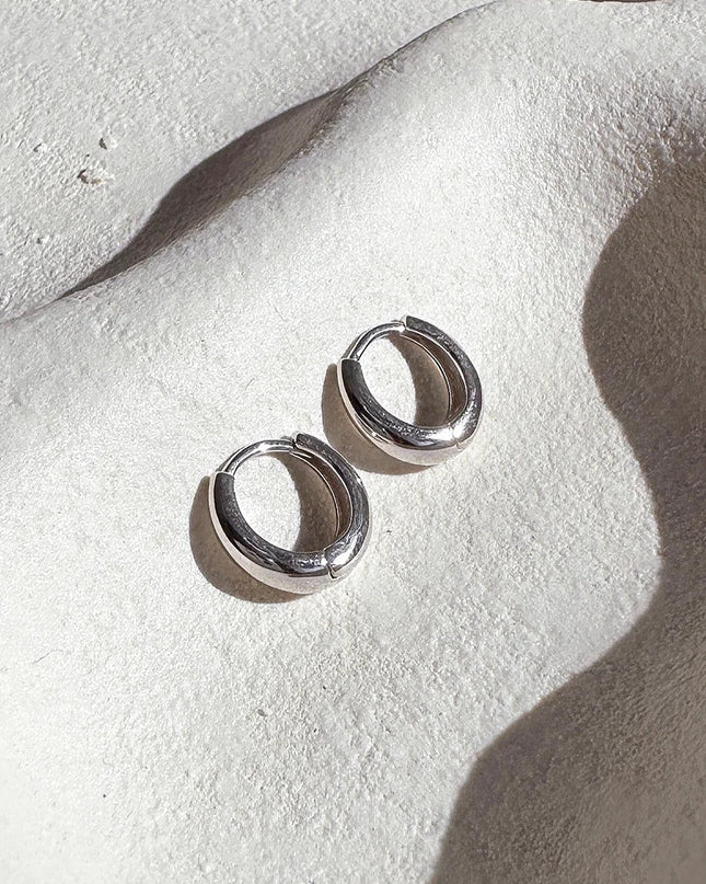 Ada Parıltılı Halka Küpeler - Ayar Gümüş