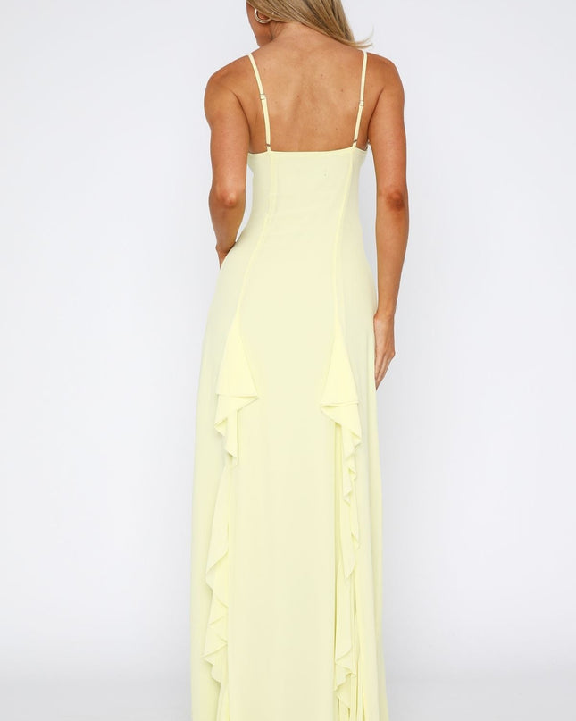 Yazın Büyüsü Maxi Elbise – Limon Sarısı