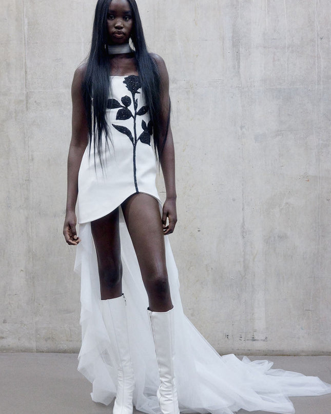 Veronica Straplez Kristal Taşlı Mini Elbise