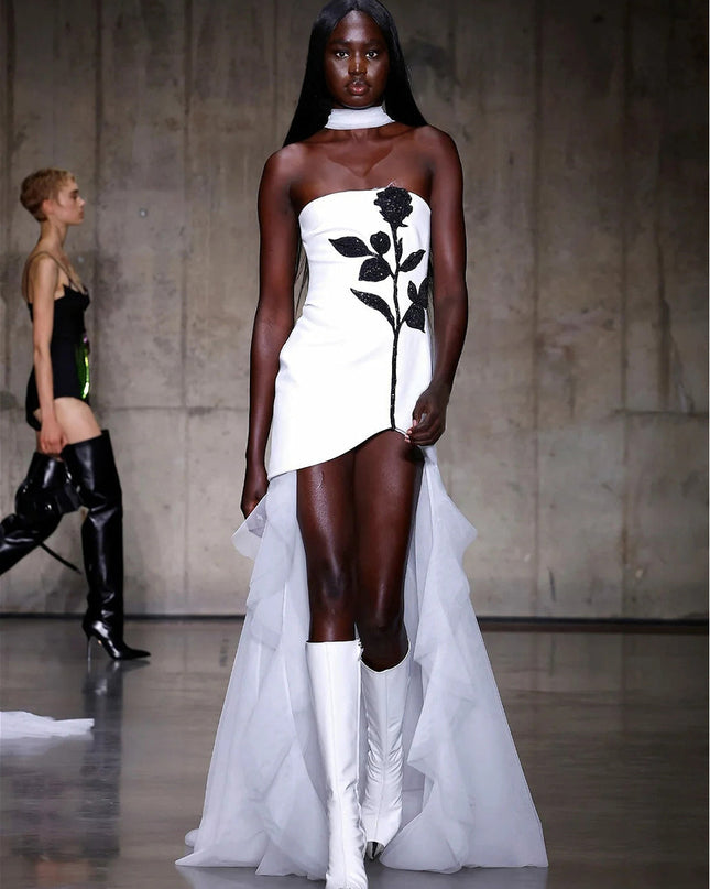 Veronica Straplez Kristal Taşlı Mini Elbise