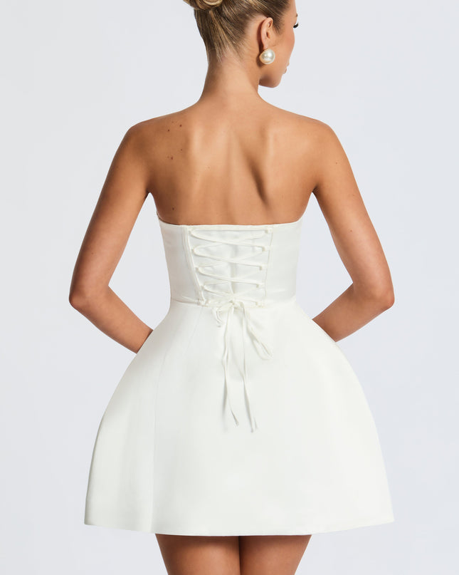 Abbey Mini Elbise – Ivory