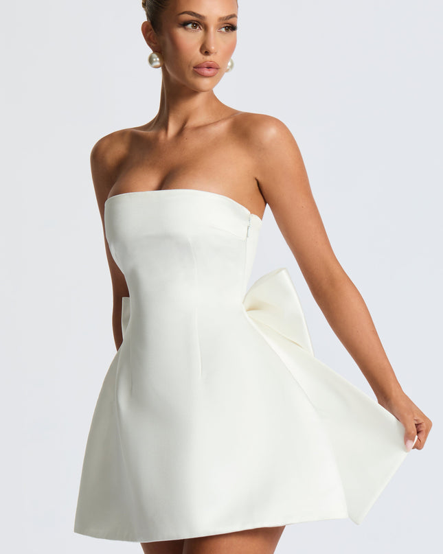 Abbey Mini Elbise – Ivory