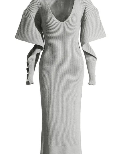 Alberta Kesik Yarasa Kollu Midi Örgü Elbise