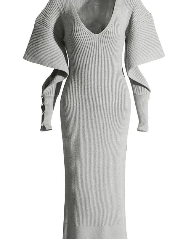 Alberta Kesik Yarasa Kollu Midi Örgü Elbise