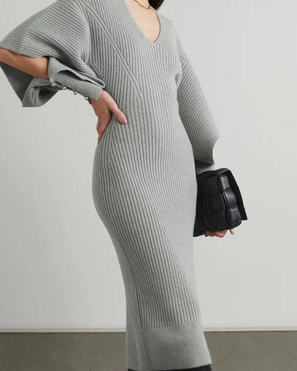 Alberta Kesik Yarasa Kollu Midi Örgü Elbise