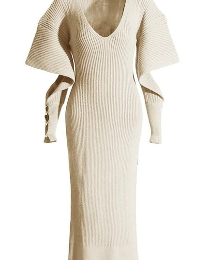 Alberta Kesik Yarasa Kollu Midi Örgü Elbise