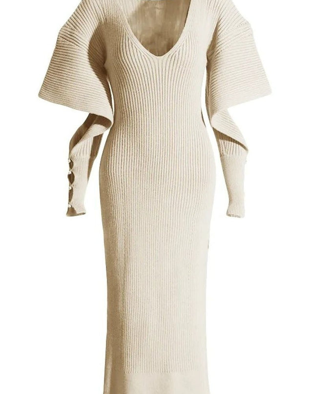 Alberta Kesik Yarasa Kollu Midi Örgü Elbise