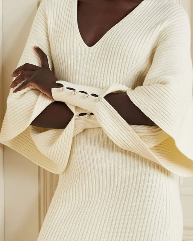 Alberta Kesik Yarasa Kollu Midi Örgü Elbise