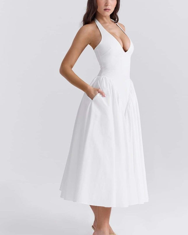 Alice Halter Yaka Açık Sırt Midi Elbise