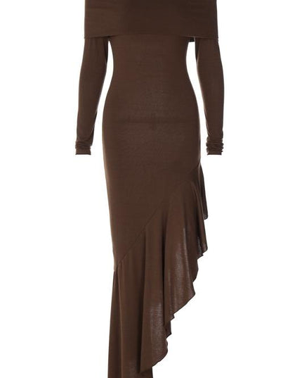 Alisa Omuz Açık Flare Midi Örgü Elbise