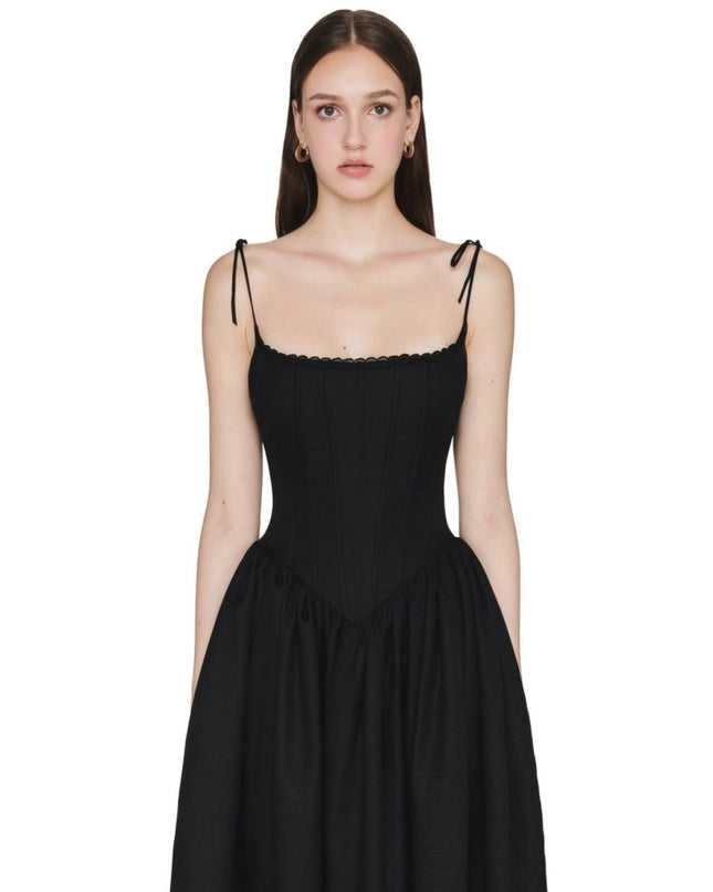 Alva Dantel Kenarlı A Kesim Midi Slip Elbise