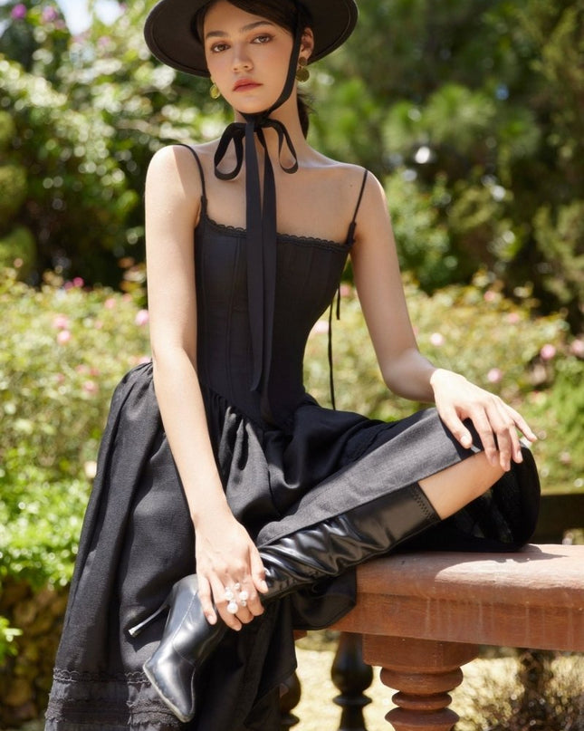 Alva Dantel Kenarlı A Kesim Midi Slip Elbise