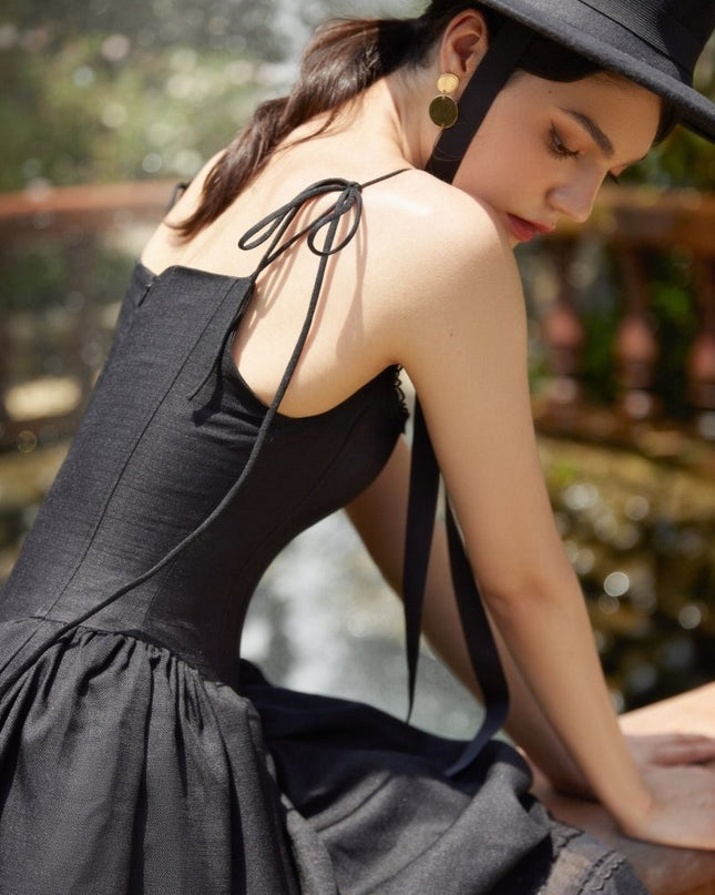 Alva Dantel Kenarlı A Kesim Midi Slip Elbise