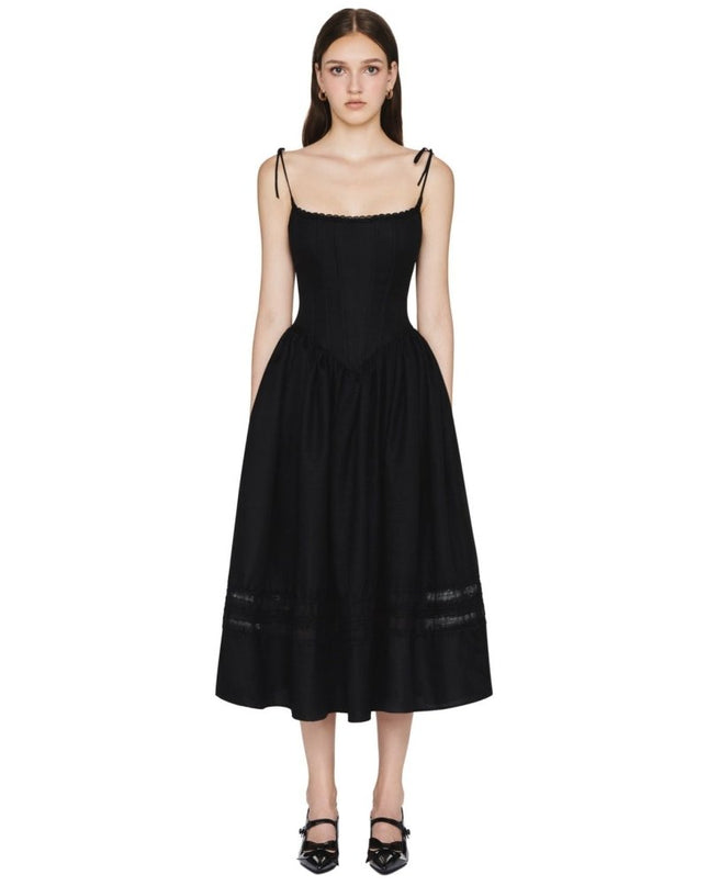 Alva Dantel Kenarlı A Kesim Midi Slip Elbise