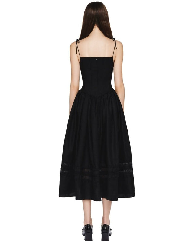 Alva Dantel Kenarlı A Kesim Midi Slip Elbise