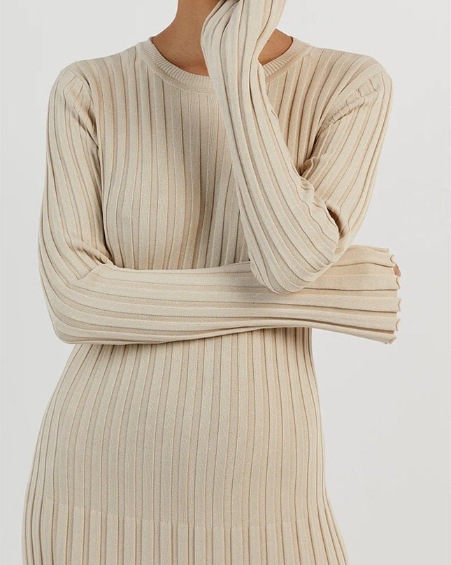 Antonia Rib Flare Maxi Örgü Elbise