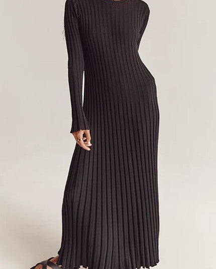 Antonia Rib Flare Maxi Örgü Elbise