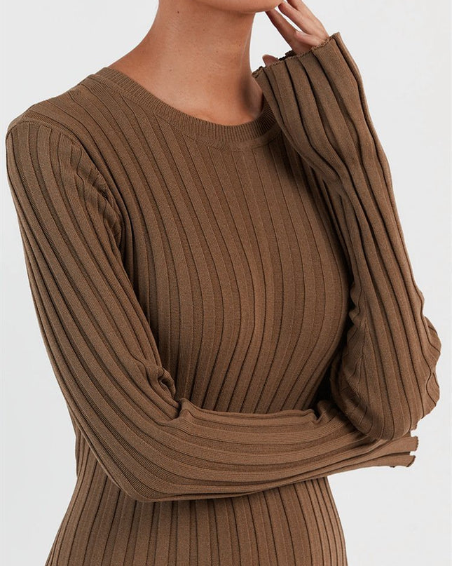 Antonia Rib Flare Maxi Örgü Elbise