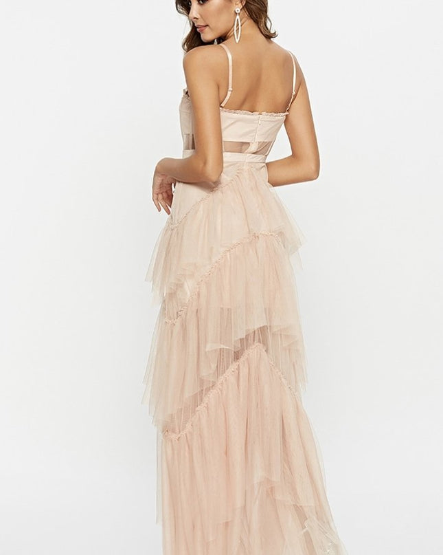 Arlene Korse Derili File Slip Uzun Elbise