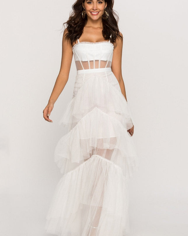 Arlene Korse Derili File Slip Uzun Elbise