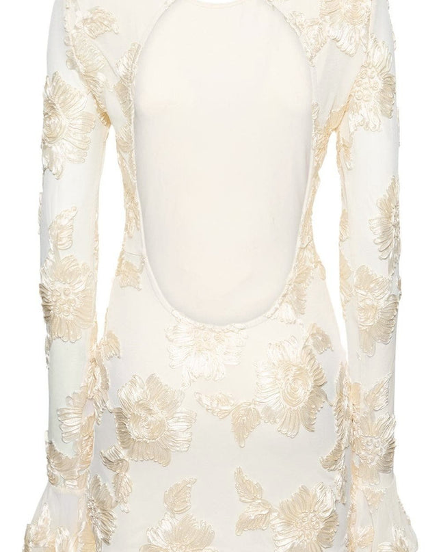 Aurora İşlemeli Sırtı Açık File Mini Elbise