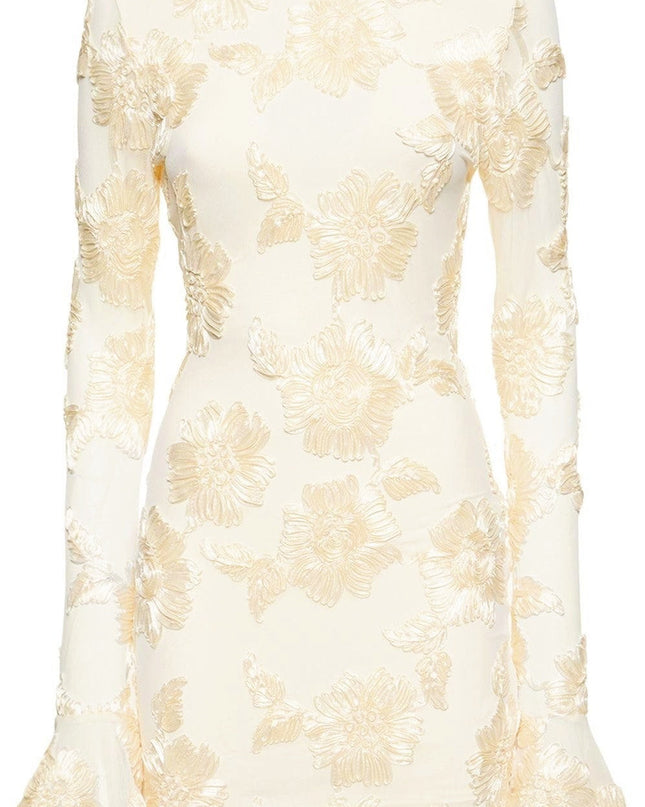 Aurora İşlemeli Sırtı Açık File Mini Elbise