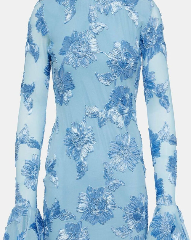 Aurora İşlemeli Sırtı Açık File Mini Elbise