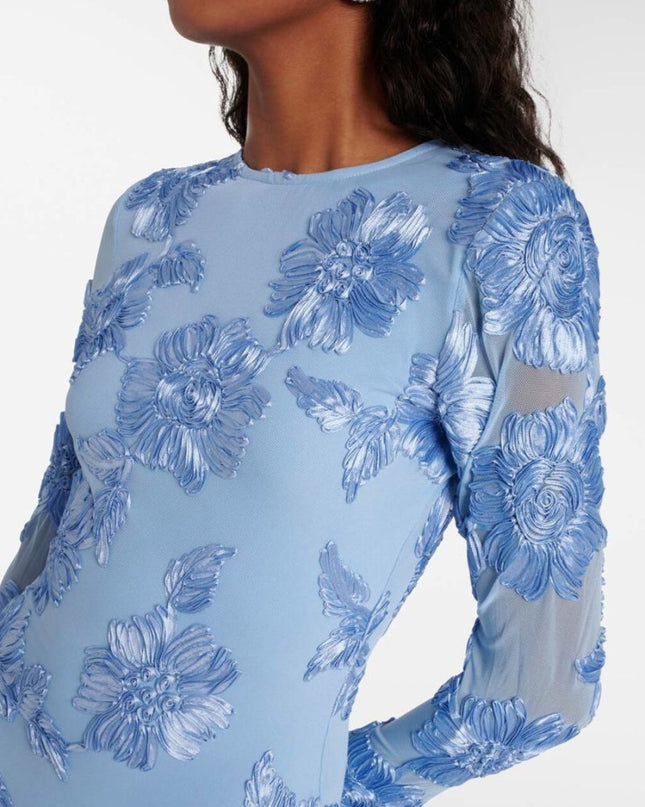 Aurora İşlemeli Sırtı Açık File Mini Elbise