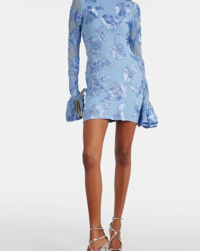 Aurora İşlemeli Sırtı Açık File Mini Elbise