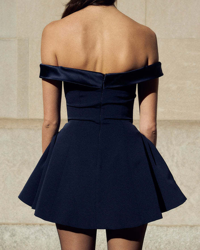 Odelia Omuz Açık Katlı Mini Elbise