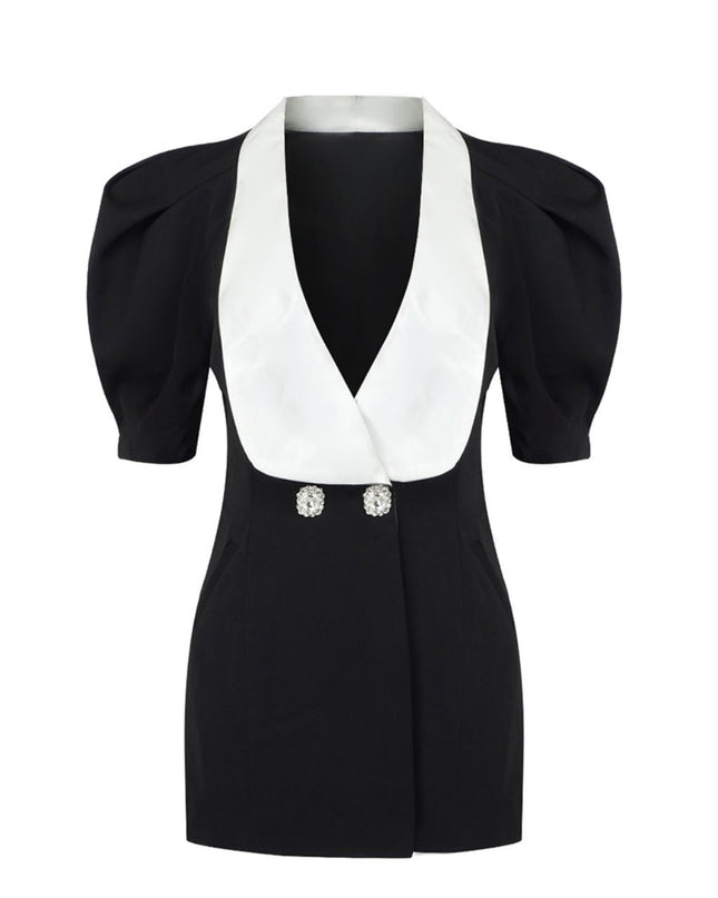 Elsie V Yaka Sırtı Açık Papyon Mini Elbise