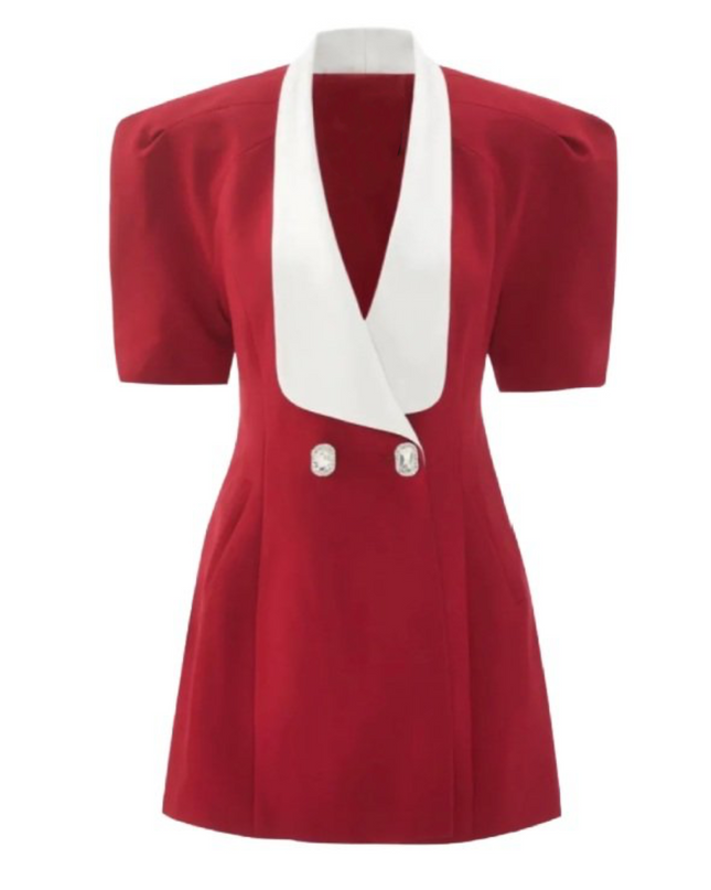 Elsie V Yaka Sırtı Açık Papyon Mini Elbise